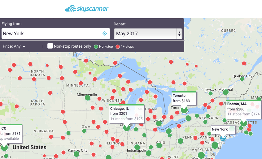 skyscanner travel map
